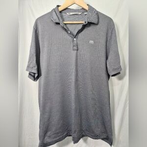 Travis Mathew Gray Micro Stripe Performance Golf Polo Size L
